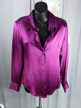Pure Collection womens NEW purple silk Satin Blouse size 4